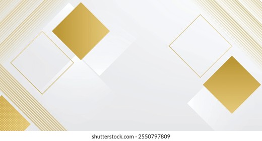 Luxury gold background for presentation design. Modern white background with golden lines and abstract arrows design. Vector illustration for corporate and much more