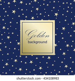 Luxury gold background with stars. Holiday star pattern.