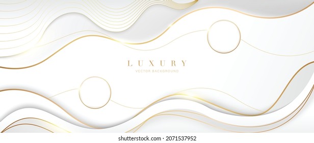 Luxury gold background vector. Abstract white and golden lines background with glow effect. Modern style wallpaper for poster, ads, sale banner, business presentation and packaging design.