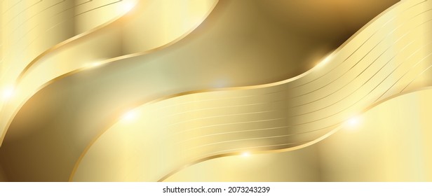 Luxury gold background vector. Abstract white and golden lines background with glow effect. Modern style wallpaper for poster, ads, sale banner, business presentation and packaging design.