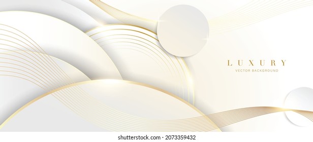 Luxury gold background vector. Abstract white and golden lines background with glow effect. Modern style wallpaper for poster, ads, sale banner, business presentation and packaging design.