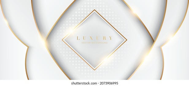 Luxuriöser goldener Hintergrund, Vektorgrafik. Abstrakter, weißer und goldener Hintergrund mit glänzendem Effekt. Modernes Wallpaper für Poster, Werbung, Verkaufsbanner, Geschäftspräsentation und Verpackungsdesign.