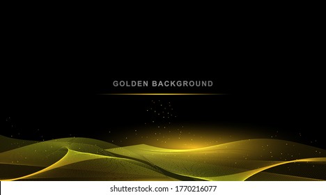 Luxury gold background, wave  abstract shiny color gold design element with glitter effect.