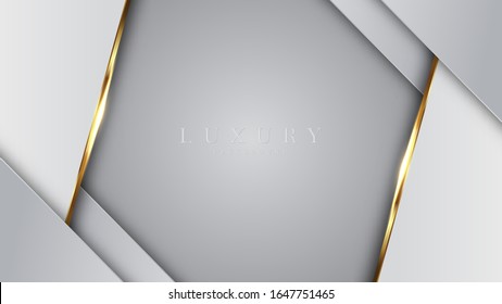 Luxury Gold Background with white metal texture and  shades of gray in 3d abstract style. Illustration from vector about modern template design for strong feeling and technology and futurism.