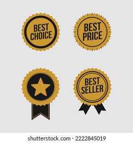 Luxury gold badge and premium quality product label.