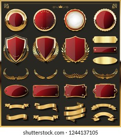 Luxury gold badges and labels design elements collection 