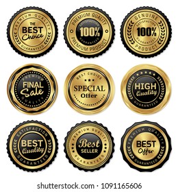 Luxury gold badges and labels premium quality product