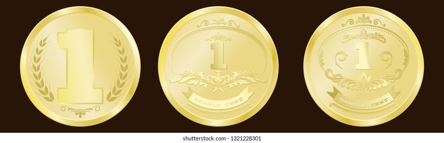 Luxury gold badges and sports medals or  premium quality product in vintage style, vector illustration