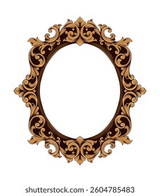 Luxury Gold Baroque Ornament Frame Vintage Floral Filigree Border