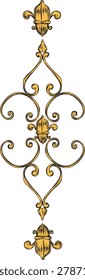 Luxury gold baroque scroll flourish architectural ornament element