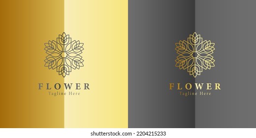 Luxury gold beauty flower spa logo template wellness design for health wellness business vector