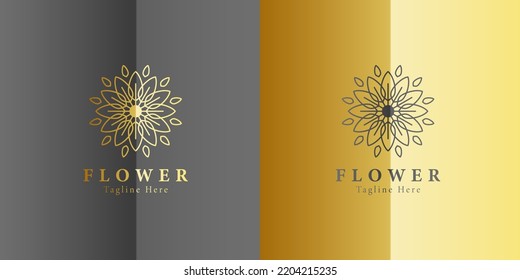 Luxury gold beauty flower spa logo template wellness design for health wellness business vector