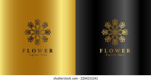 Luxury gold beauty flower spa logo template wellness design for health wellness business vector