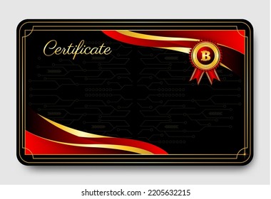 luxury gold bitcoin cryptocurrency certificate border design