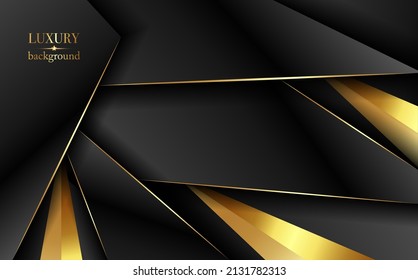 Luxury Gold and black Background with golden metal texture in 3d abstract style. Illustration from vector about modern template design for strong feeling and technology and futurism