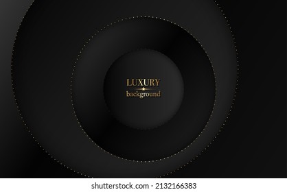 Luxury Gold and black Background with golden dots circles texture abstract style. Vector Illustration about modern template design for strong feeling and technology and futurism