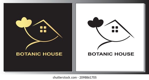 luxury gold and black botanic house logo template