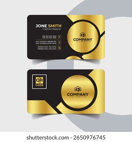 Luxury Gold and Black Business Card Template with Elegant Curve Design