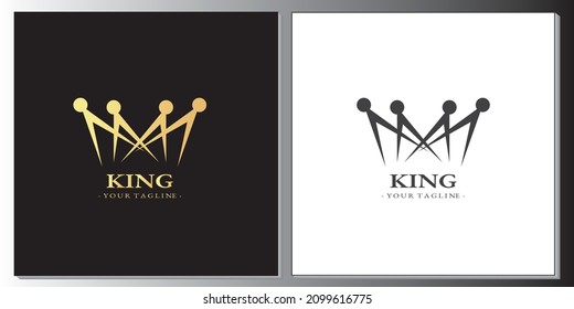 luxury gold and black king crown logo template vector eps 10