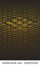 Luxury gold black metal gradient background with distressed wicker vine texture. Vector illustration