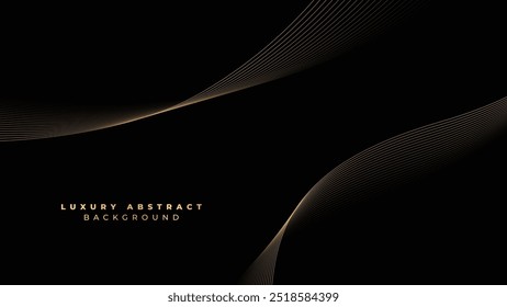 Luxury gold and black waving lines background