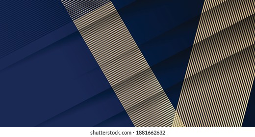 Luxury gold   blue background  abstract decoration  golden pattern  halftone gradients  3d vector illustration  White  navy  gold lines cover template  geometric shapes  modern minimal banner