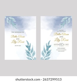 Luxury Gold and blue invite frame design vector.Invitation design for wedding card, Image frame, Water color frame design. vector illustration.