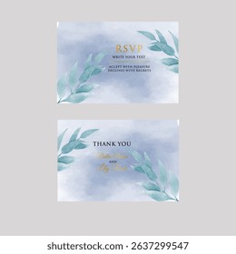 Luxury Gold and blue invite frame design vector.Invitation design for wedding card, Image frame, Water color frame design. vector illustration.