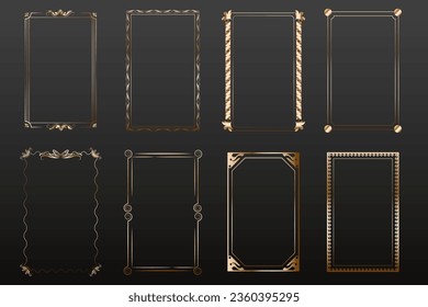 Luxury gold border decorative frame with various old school shapes.