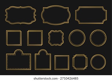Conjunto de marco de borde de oro de lujo para empaques y etiquetas