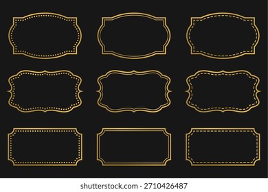 Quadro de borda de ouro luxuoso definido para embalagem e etiquetas