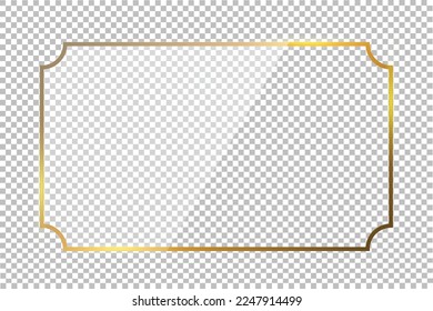 Luxury gold border isolated on transparent background. Glowing gradient effect rectangle curve frame. Vector illustration.