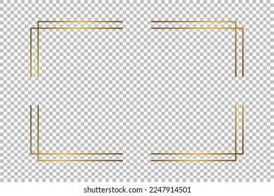 Luxury gold border isolated on transparent background. Glowing gradient effect rectangle curve frame. Vector illustration.