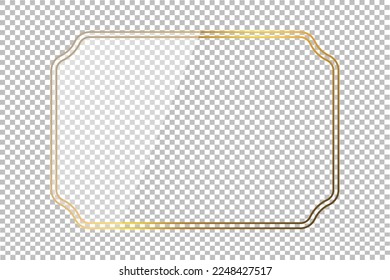 Luxury gold border isolated on transparent background. Glowing gradient effect rectangle curve frame. Vector illustration.