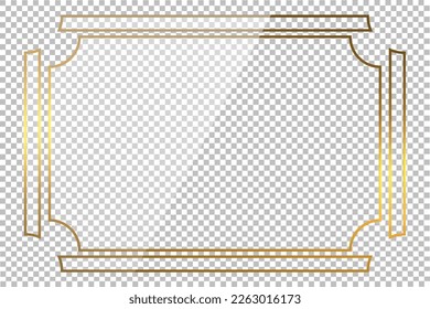 Luxury gold border isolated on transparent background. Glowing gradient effect rectangle curve frame. Vector illustration.