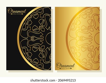 Luxury gold border pattern cover template