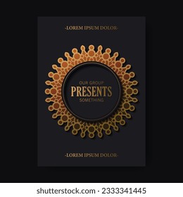 Luxury gold border pattern cover template