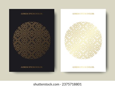Luxury gold border pattern cover template
