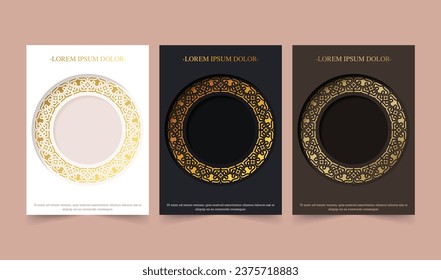 Plantilla de cubierta de patrón de borde dorado de lujo