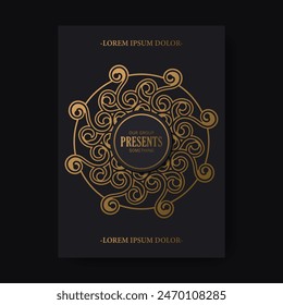 Luxury gold border pattern cover template