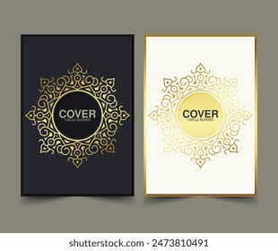Luxury gold border pattern cover template