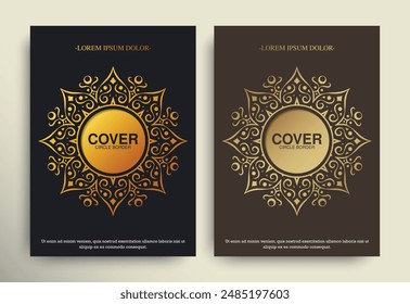 Luxury gold border pattern cover template