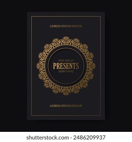 Luxury gold border pattern cover template