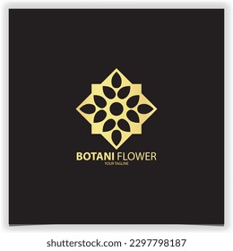 luxury gold botany leaf flower  ornament vintage logo premium elegant template vector eps 10