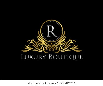 Luxury Gold Boutique Logo Vector Design. Premium Golden Bagde Q Letter Icon. 