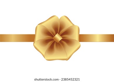 Luxury gold bow and ribbon.Can be used for gift wrapping for birthday, Valentine's day. Bow isolated on a white background. Vector illustration