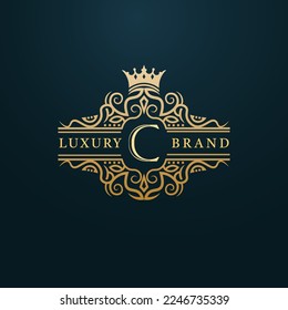 Luxury Gold C Letter Logo. Luxury Logo Initial Letter C Design