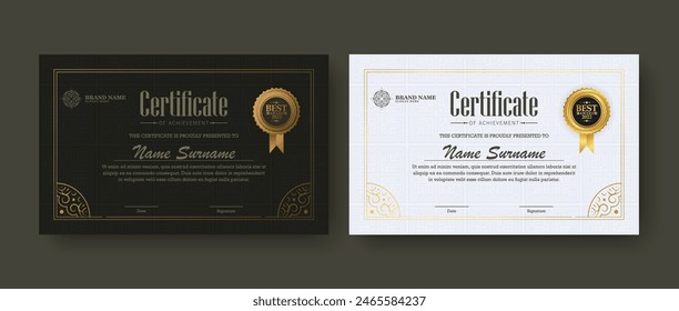 Certificado de oro de lujo con color de marco dorado