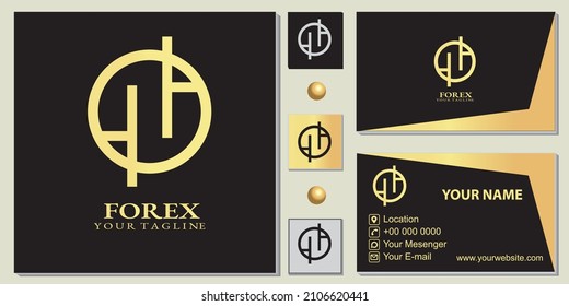 Patrón premium de logotipo de círculo de oro de lujo con elegante tarjeta de visita vector eps 10