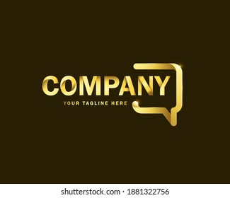 luxury gold chat forum logo design template